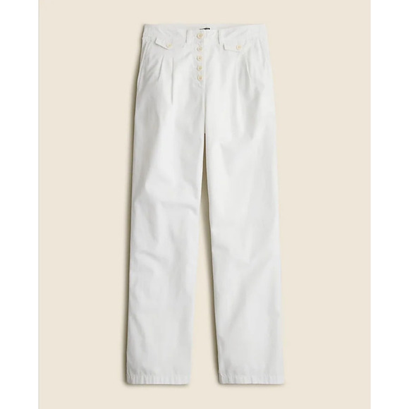 J Crew Pleated Button Front 100% Cotton Chino Pants US Women's 14 Plus New - Picture 2 of 7